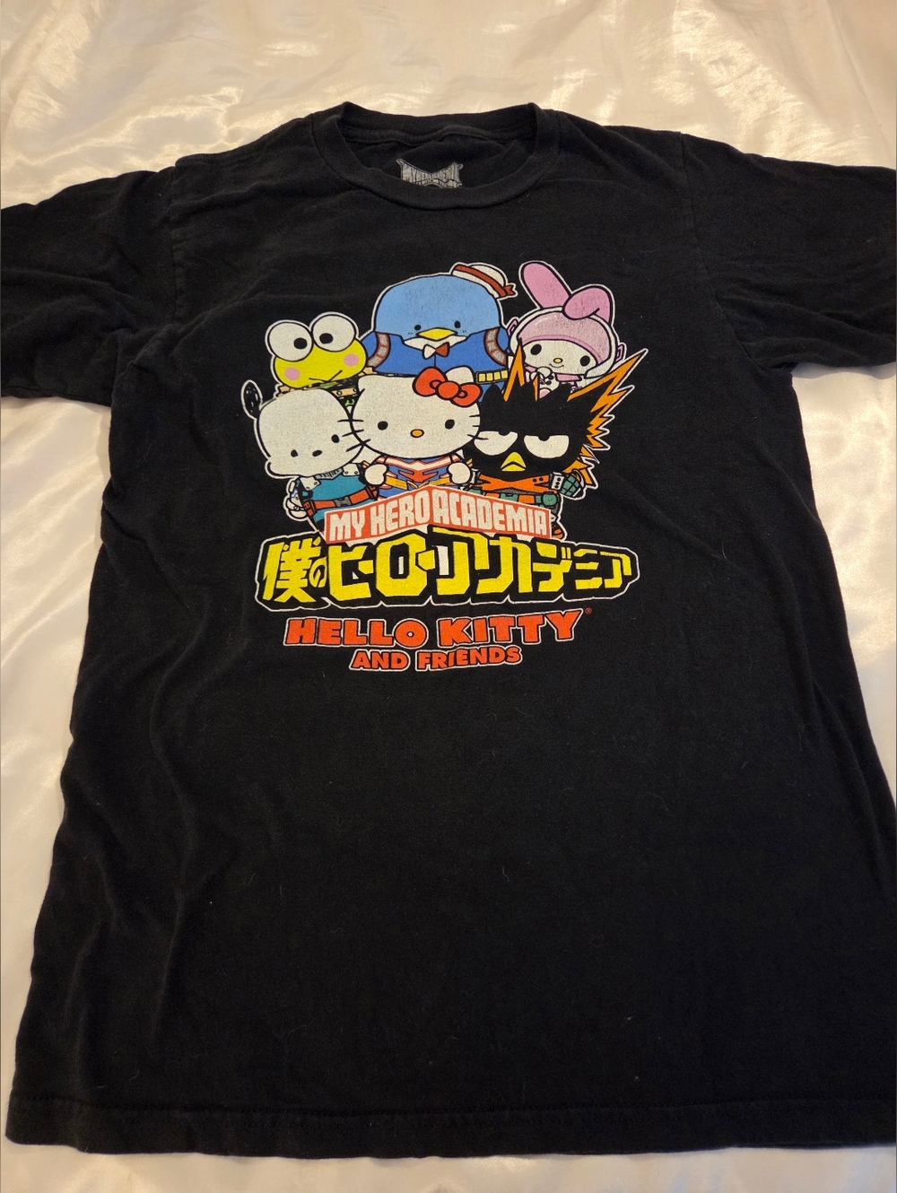 Hello Kitty x My Hero Academia Graphic Tee Size S Sanrio Anime Shirt Black